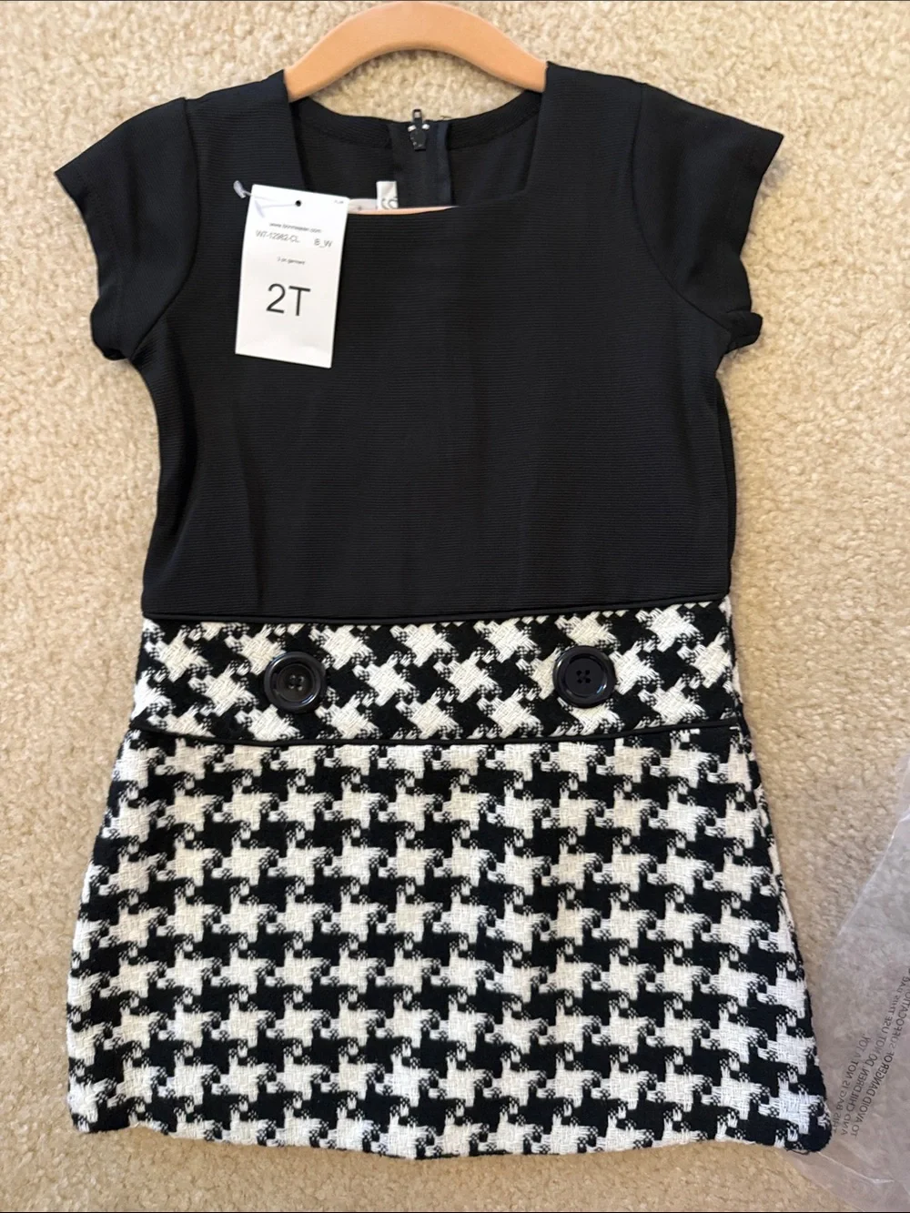 Bonnie Jean 2T NWT Black and White Houndstooth Girls Dress